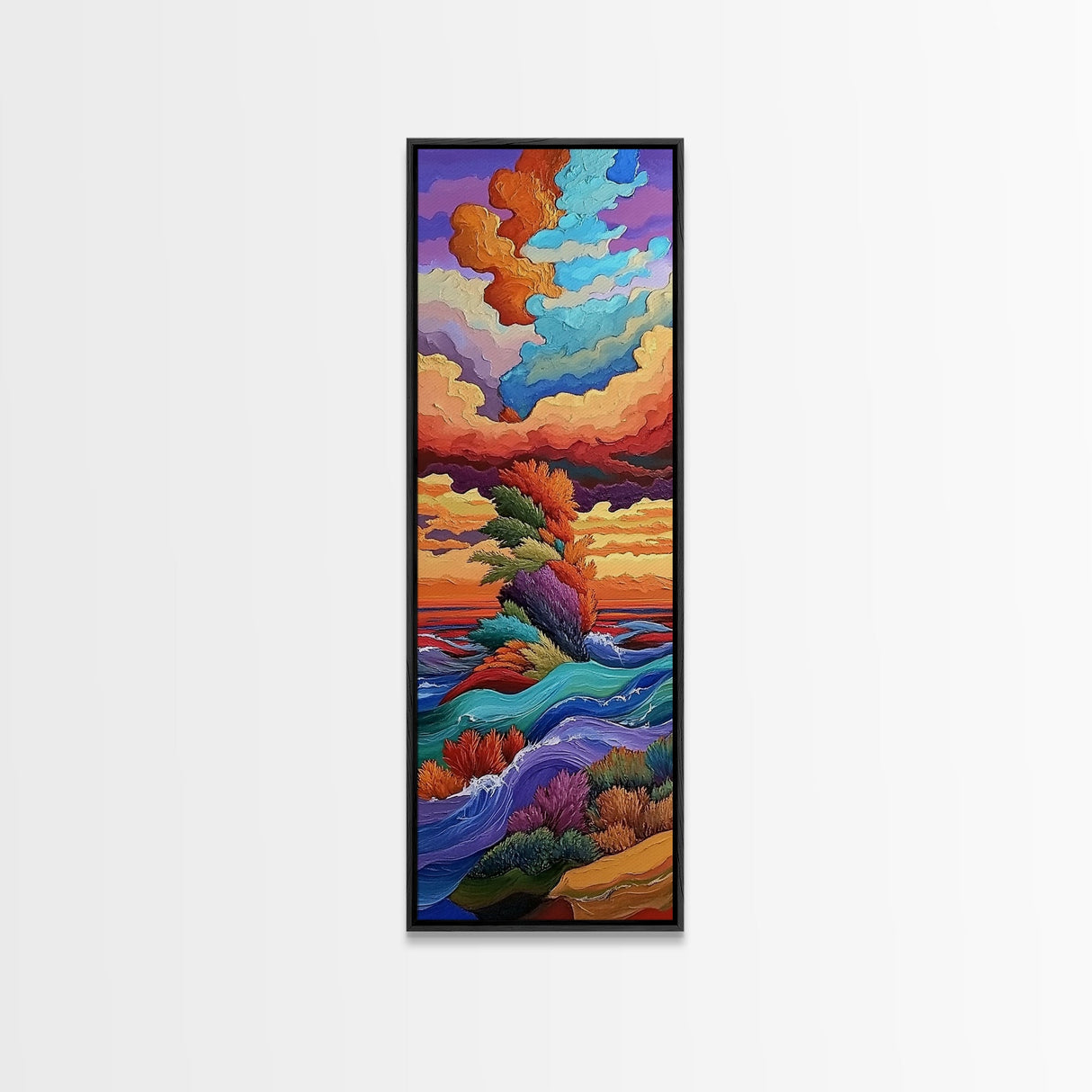 Tropical Cloud, Island, Nature - Canvas Print vibrant ocean decor, sunset wave art, island fantasy painting, bedroom wall art, boho style