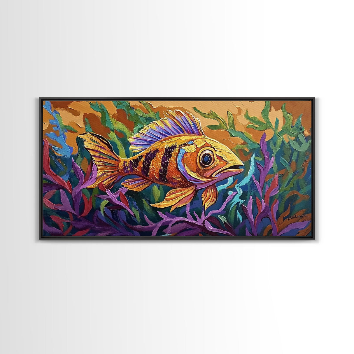 Fish Ocean, Bold, Art, Canvas Print, vibrant tropical fish, Bathroom Wall Art, nautical ocean art, kids beach decor, coastal painting