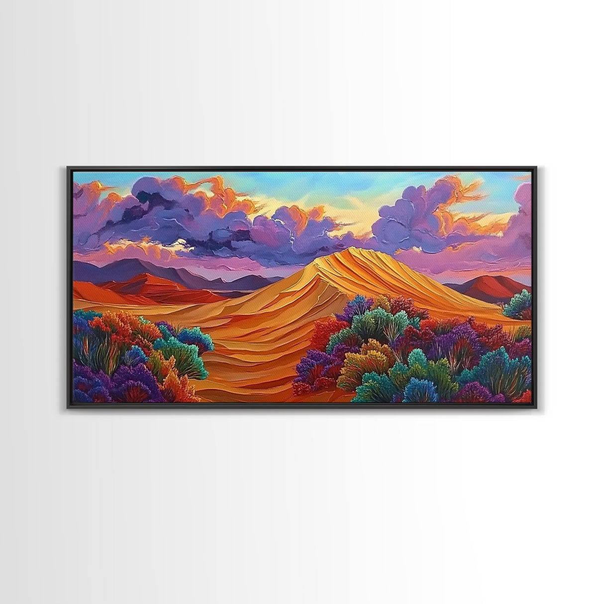 Sand Mountain, Clouds Sunset, Canvas Print, vibrant desert, mountain landscape, dusk dramatic sky, Autumn Decor, Boho Living Room