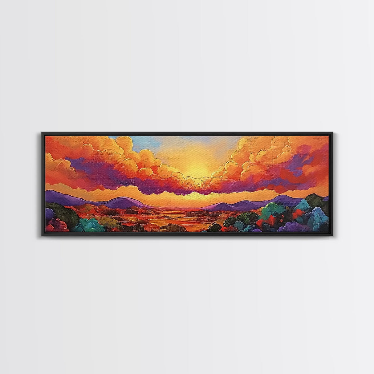 Sunset Horizon, Autumn Clouds, Landscape Wall Decor, Fall Tones, Framed Canvas Print, Rustic Art, Living Room Wall Art, Boho Style