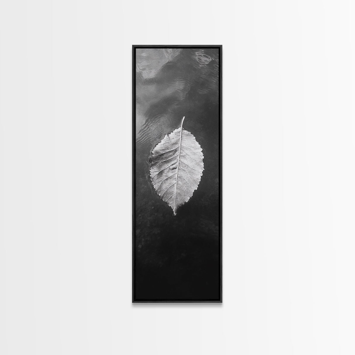 Floating Leaf, Autumn Stillness, Water Reflection, Framed Canvas Print, Fall inspired decor, Bathroom minimalist art, Botanical nature gift
