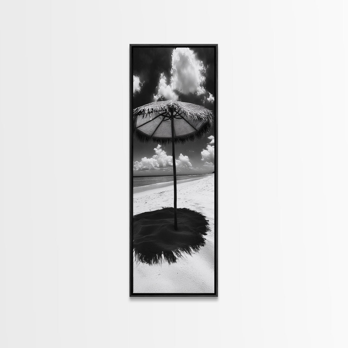 Beach Umbrella, Summer Shade, Ocean Serenity, Island Dreams, Coastal Peace, Framed Canvas Print, Living Room Wall Art, Boho Tropical Décor