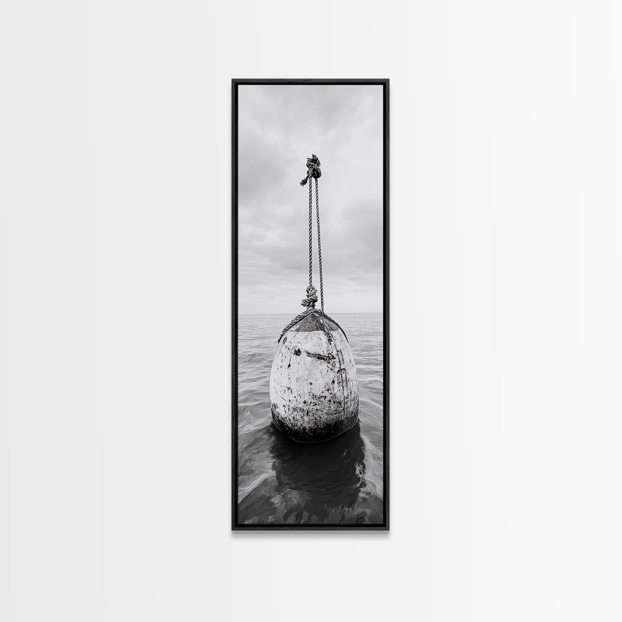 Nautical Buoy, Ocean Rope, Minimal Seascape, Framed Canvas Print, Coastal Wall Art, Bathroom Decor, Modern Nautical Art, Minimalist Home