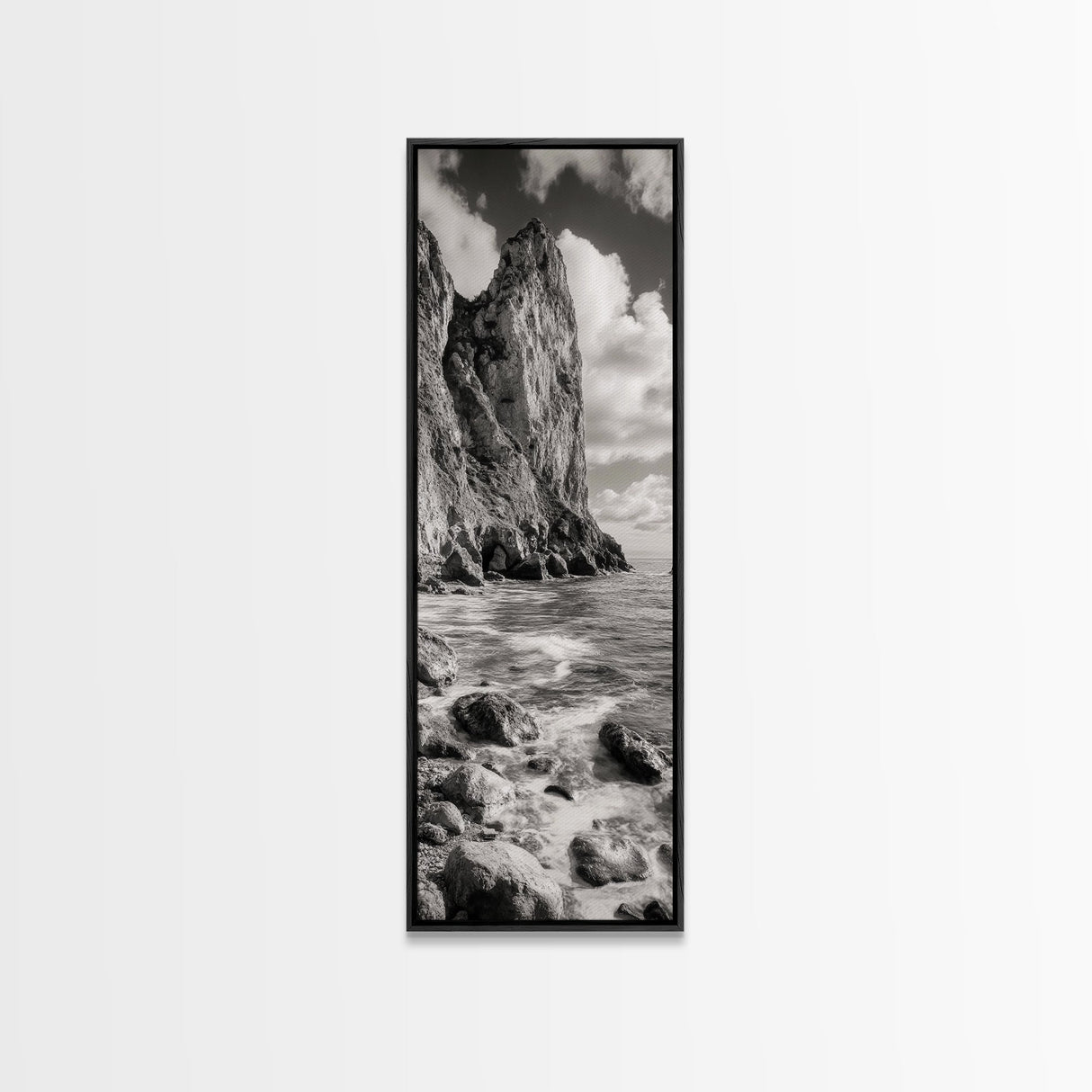 Coastal Cliffside, Seaside Rock Wall, Ocean Wilderness, Canvas Print, Rustic Beach House Art, Adventure Decor, Nature Photography