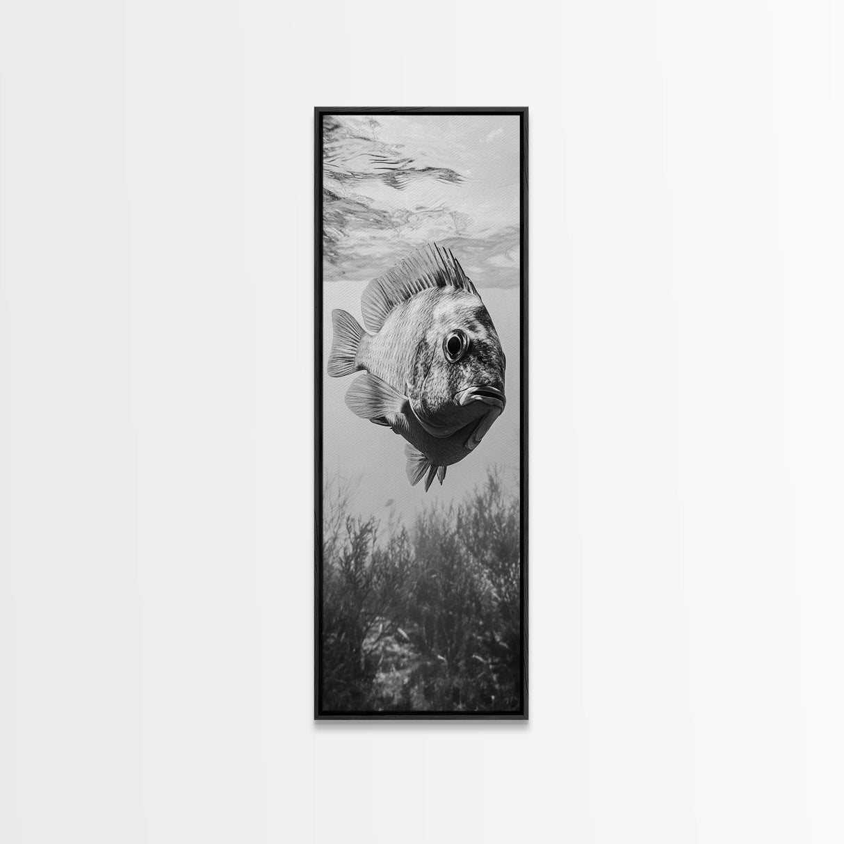 Underwater Fish, Ocean Life, Marine Focus, Canvas Print, Coastal Kitchen Wall Art, Modern Aquarium Decor, Minimalist Ocean Photography