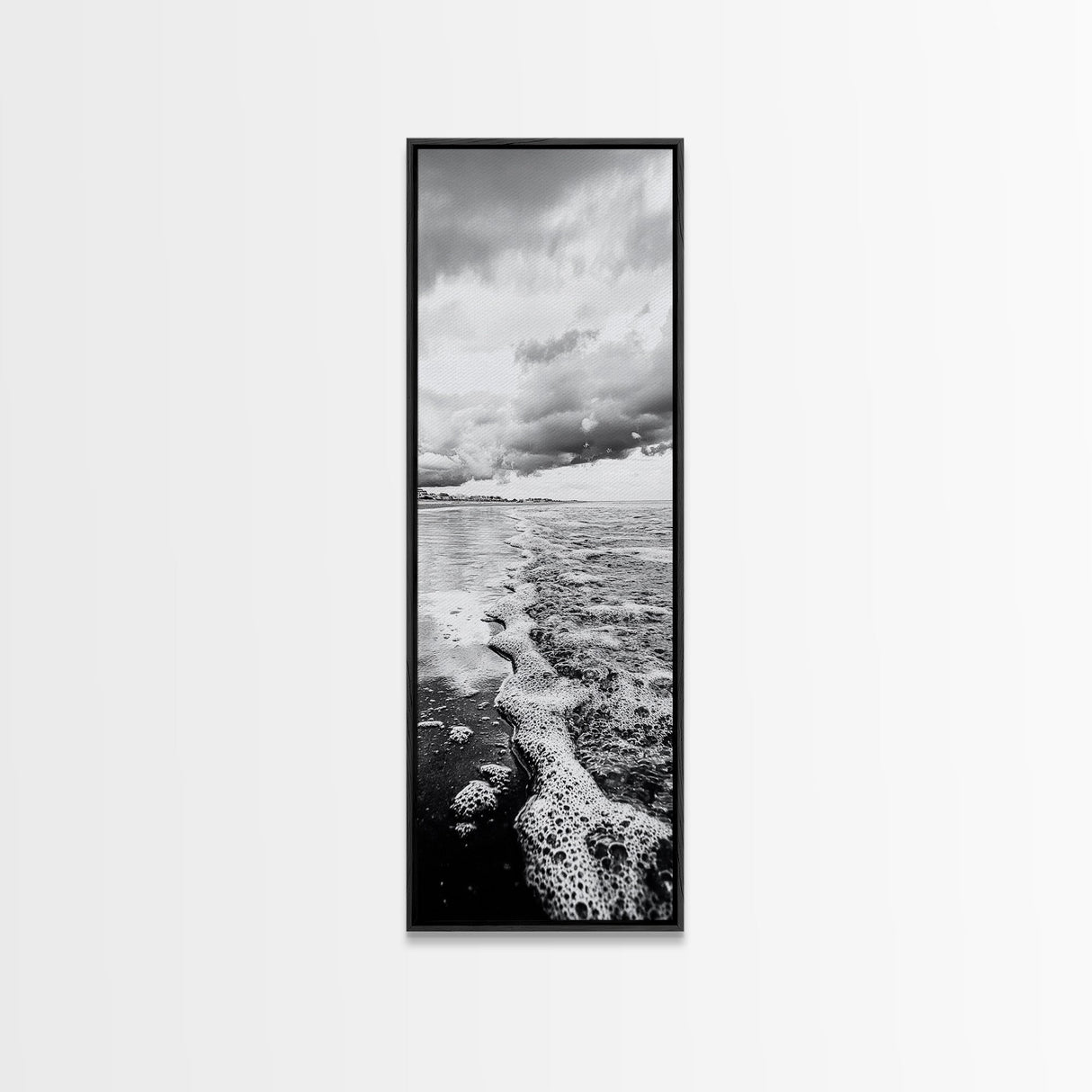 Stormy Waves, Sea Foam, Coastal Ocean, Canvas Print, Moody Seascape, Neutral Wall Art, Beach Bathroom or Entryway Home Decor