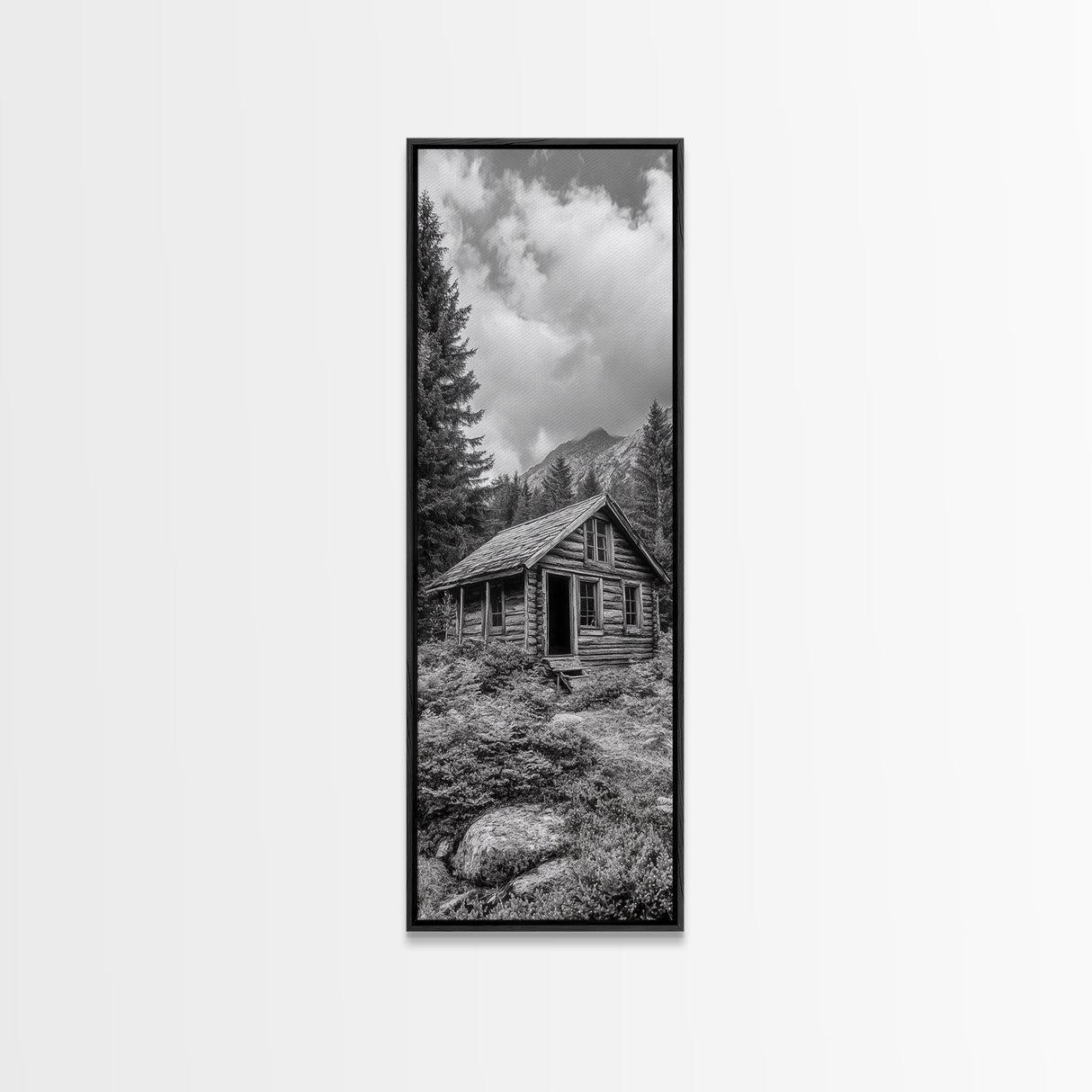 Rustic Cabin, Mountain Retreat, Forest Escape, Framed Canvas Print, Fall Nature Art, Cozy Lodge Decor, Bedroom or Den Wall Piece