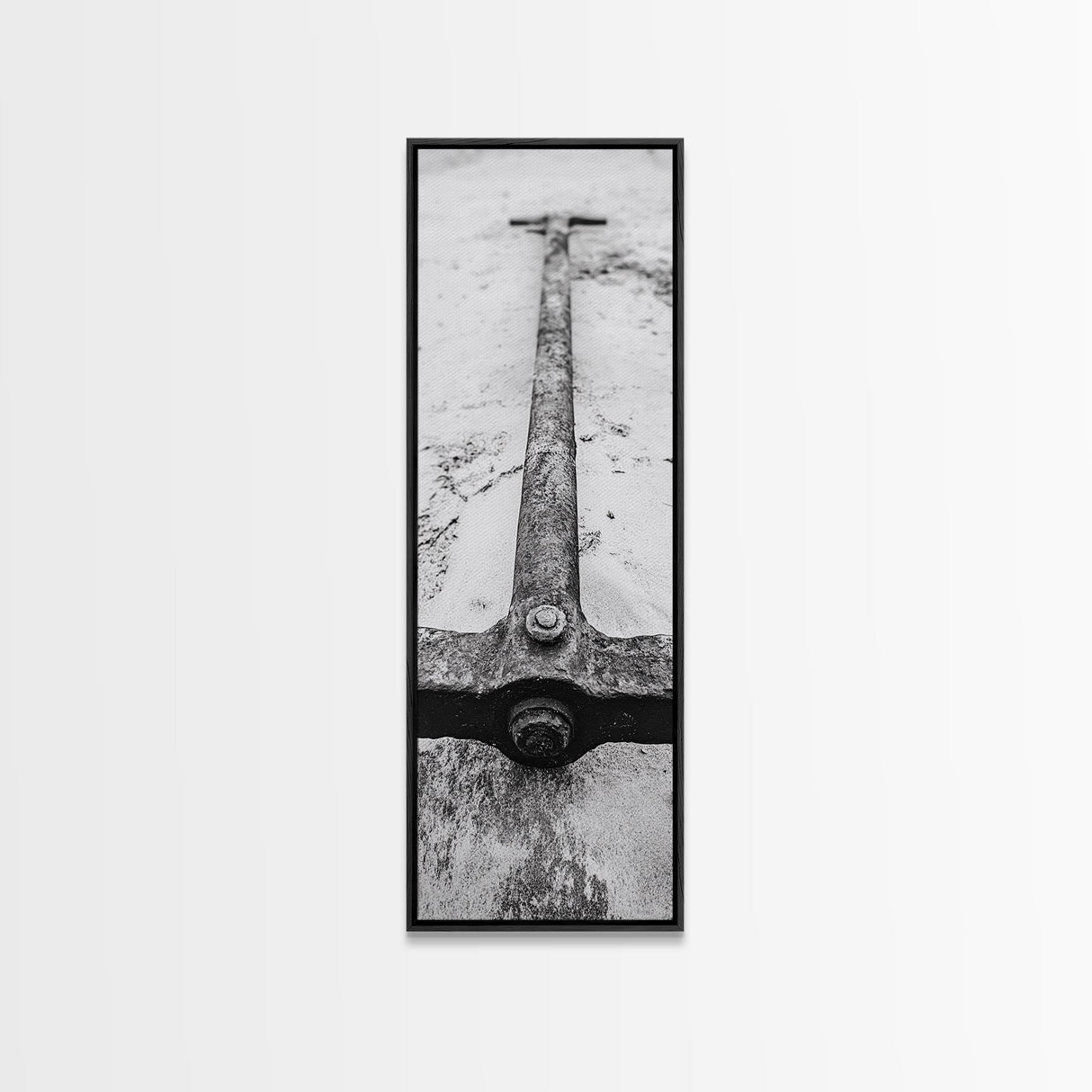 Rusted Anchor, Beach Texture, Metal Detail, Framed Canvas Print, Industrial Coastal Wall Art, Nautical Bathroom Print, Office Decor