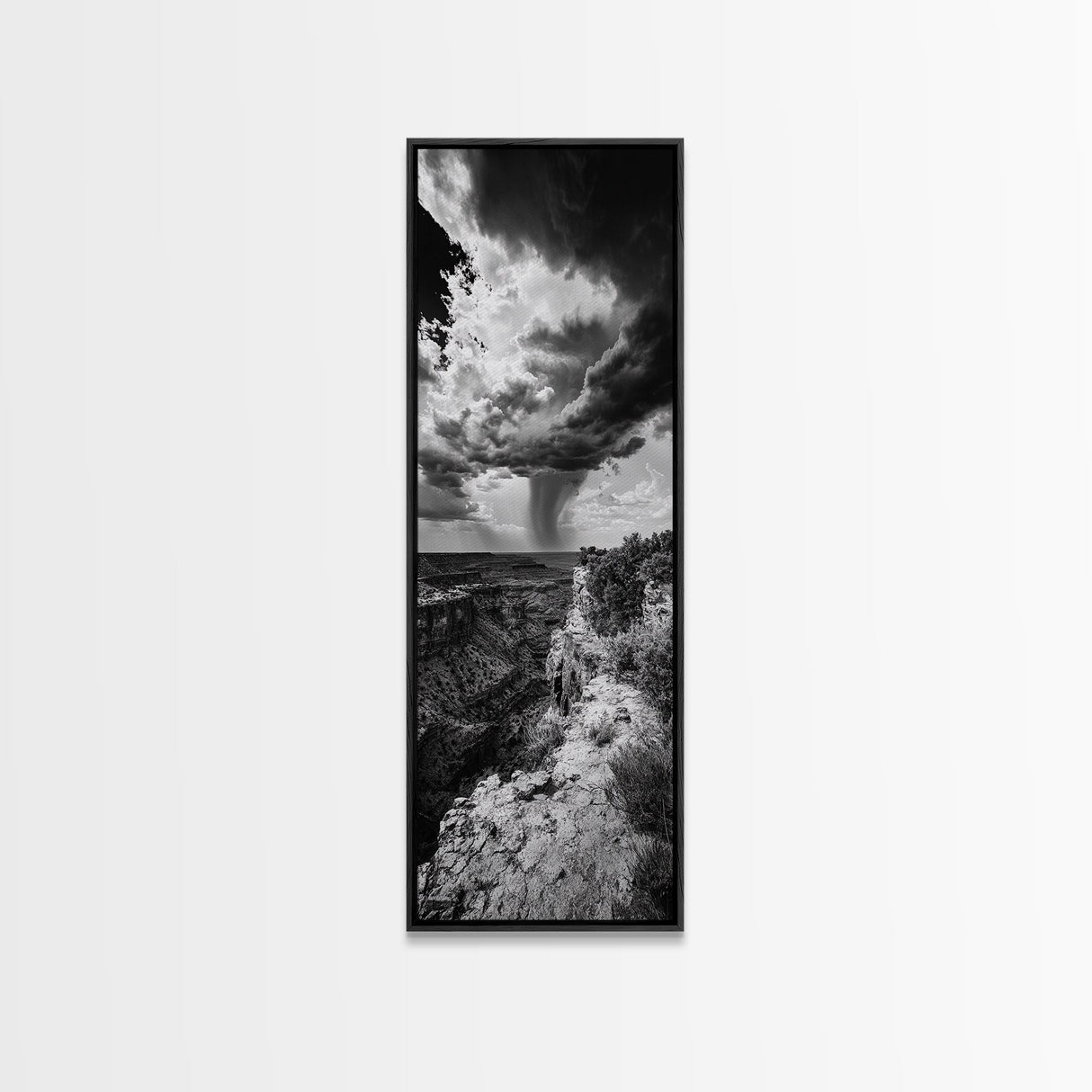 Storm Power, Canyon Rain, Desert Clouds, Monsoon Drama, Framed Canvas Print, Southwestern Wall Art, Moody Living Room Decor