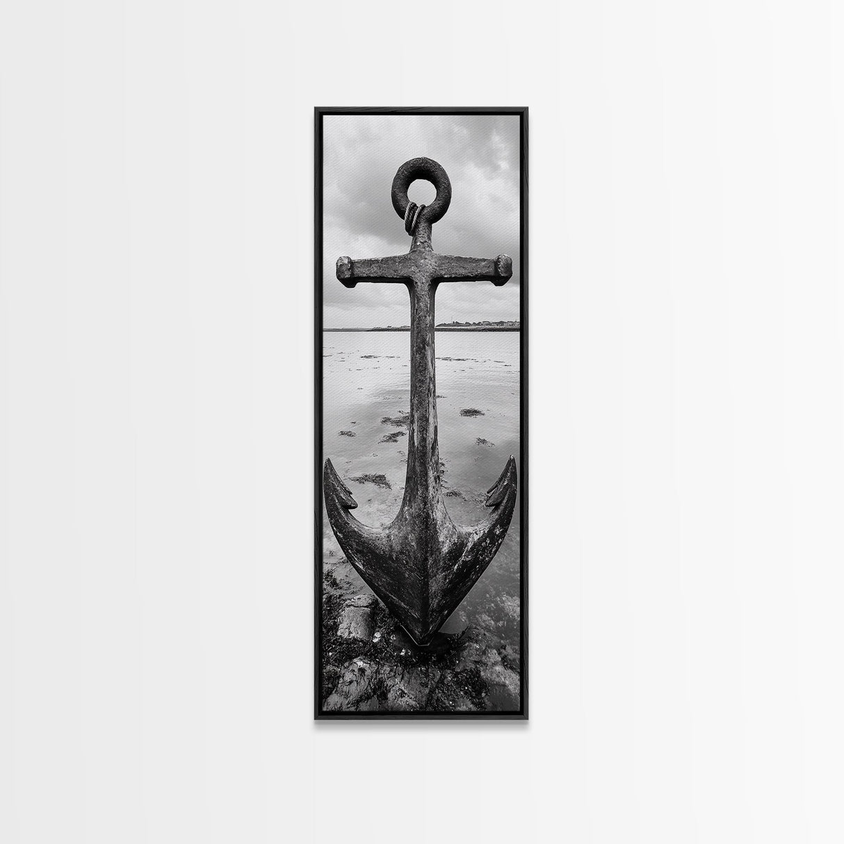 Nautical Anchor, Coastal Vibes, Marine Decor, Ocean-Inspired, Bold Statement, Framed Canvas Print, Entryway Wall Art, Rustic Beach Style