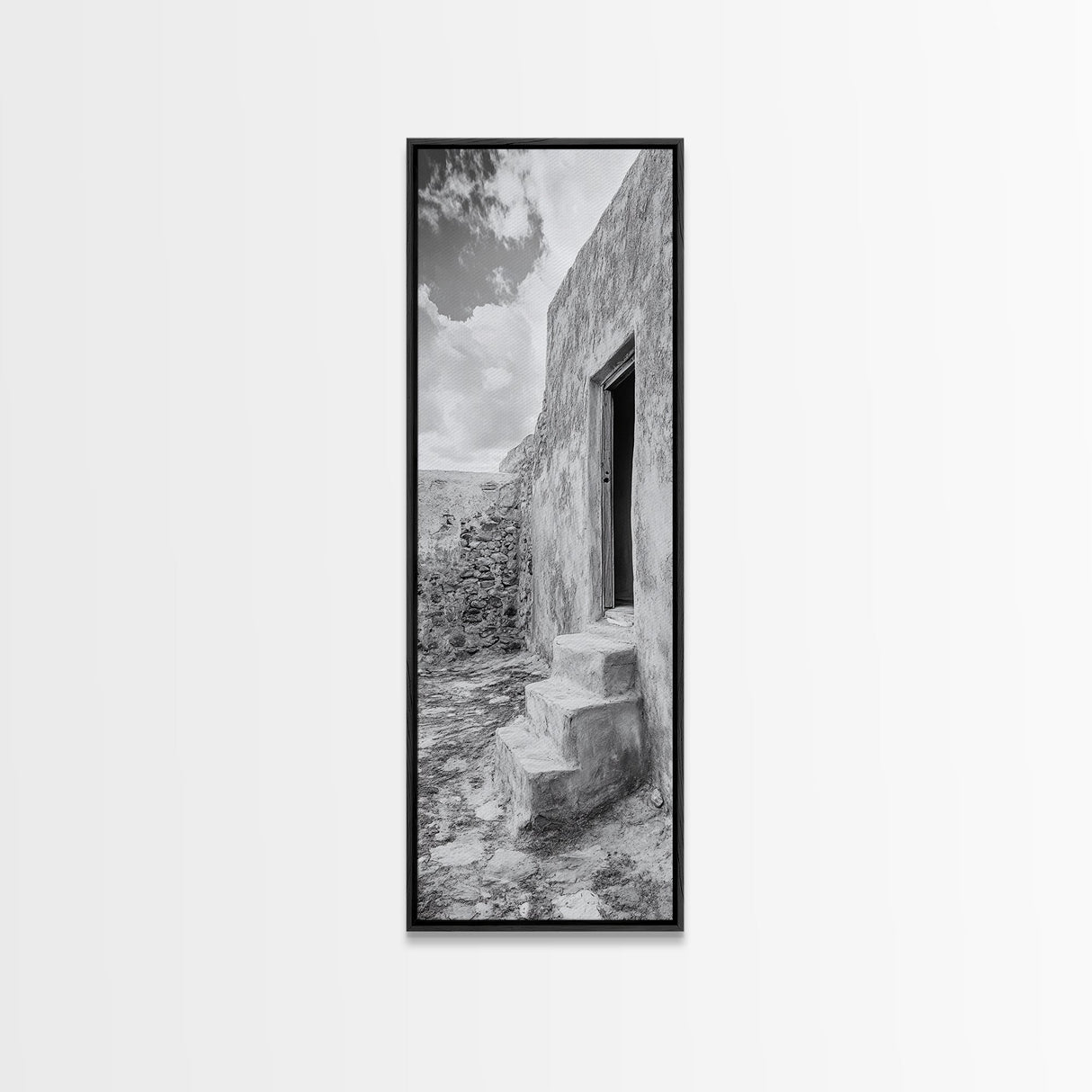 Desert Adobe Home, Old World Architecture, Earth Tone Wall Decor, Boho Rustic Print, Minimalist Entryway Art, Canvas Print