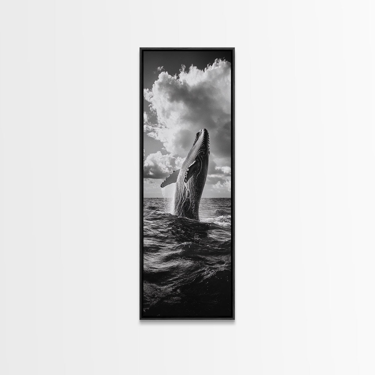Breaching Whale Art, Ocean Wildlife Print, Marine Life Photography, Dramatic Sea Scene, Coastal Living Room Decor, Canvas Print