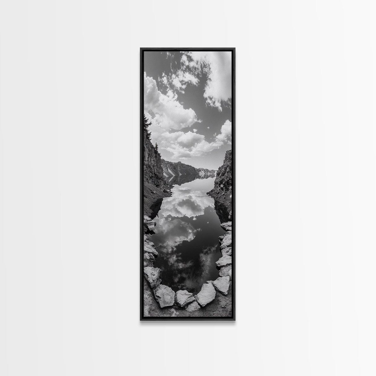 Lake Reflection, Mountain View, Cloud Mirror, Canvas Print, Peaceful Nature Scene, Bedroom Wall Art, Modern Rustic Landscape Decor