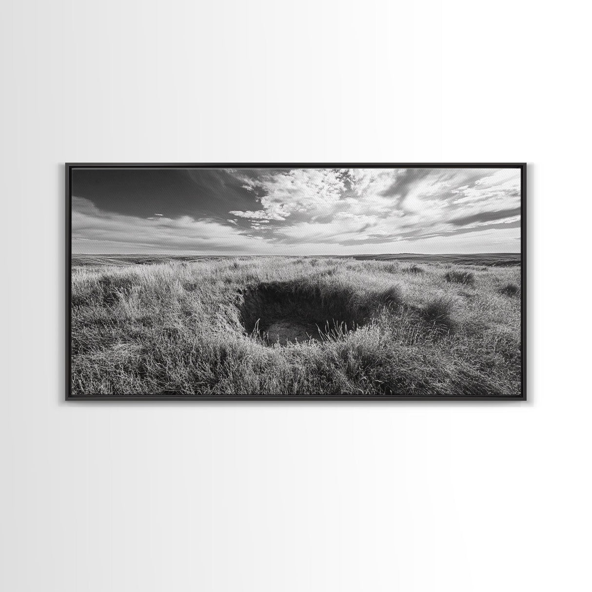 Prairie Crater Scene, Nature Landscape, Rustic Country Vibe, Farmhouse Wall Decor, Canvas Print, Entryway Accent, Autumn Earth Tones