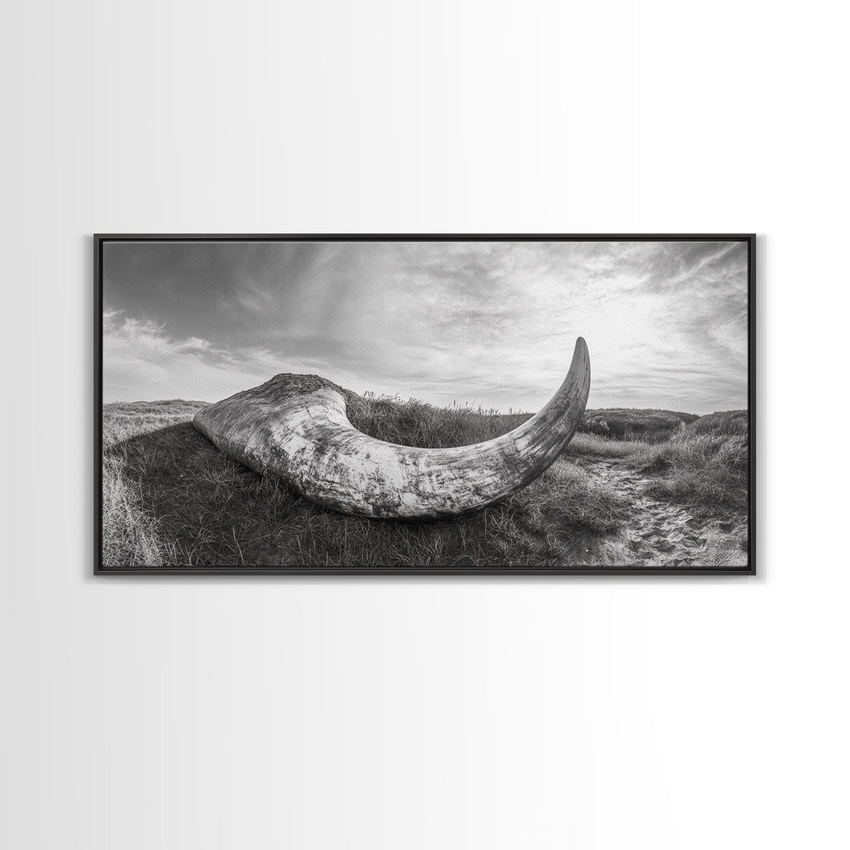 Driftwood Horn Curve, Coastal Nature Art, Whale Bone Decor, Beachside Minimalism, Canvas Print, Entryway Wall Art, Nautical Rustic Decor