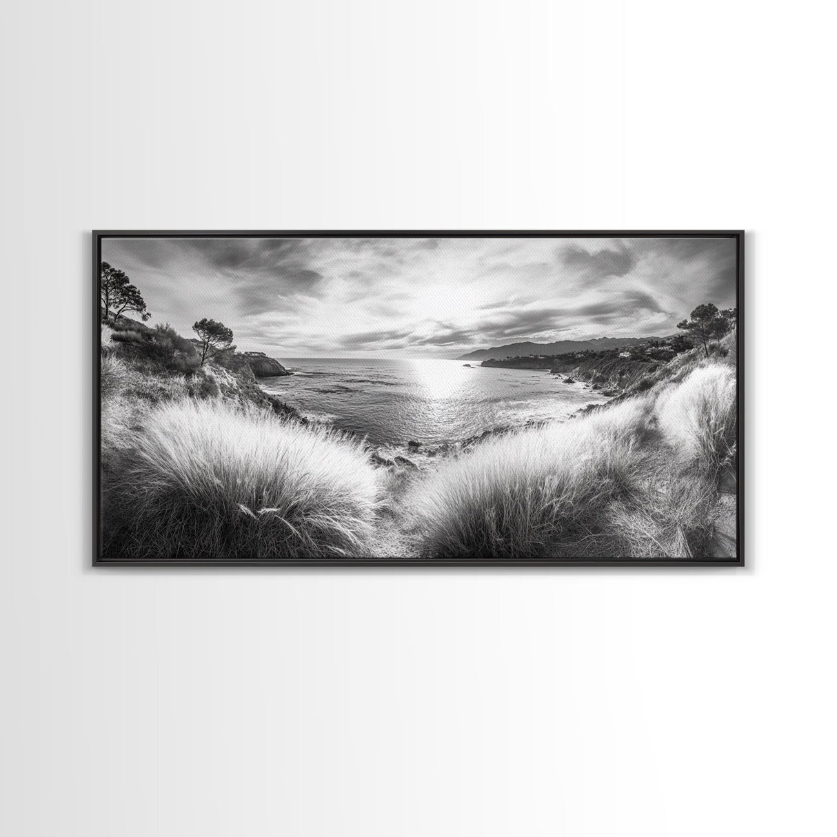 Coastal Bluff Sunset, Seaside Horizon View, Beach Landscape Scene, Serene Decor, Canvas Print, Living Room or Hallway Wall Art