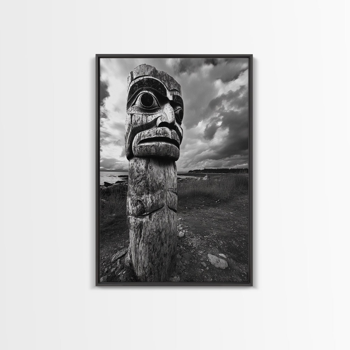 Tribal Totem, Ancient Spirit, Cultural Power, Canvas Print, Rustic Wall Art, Boho Living Room Decor, Ethnic History Accent