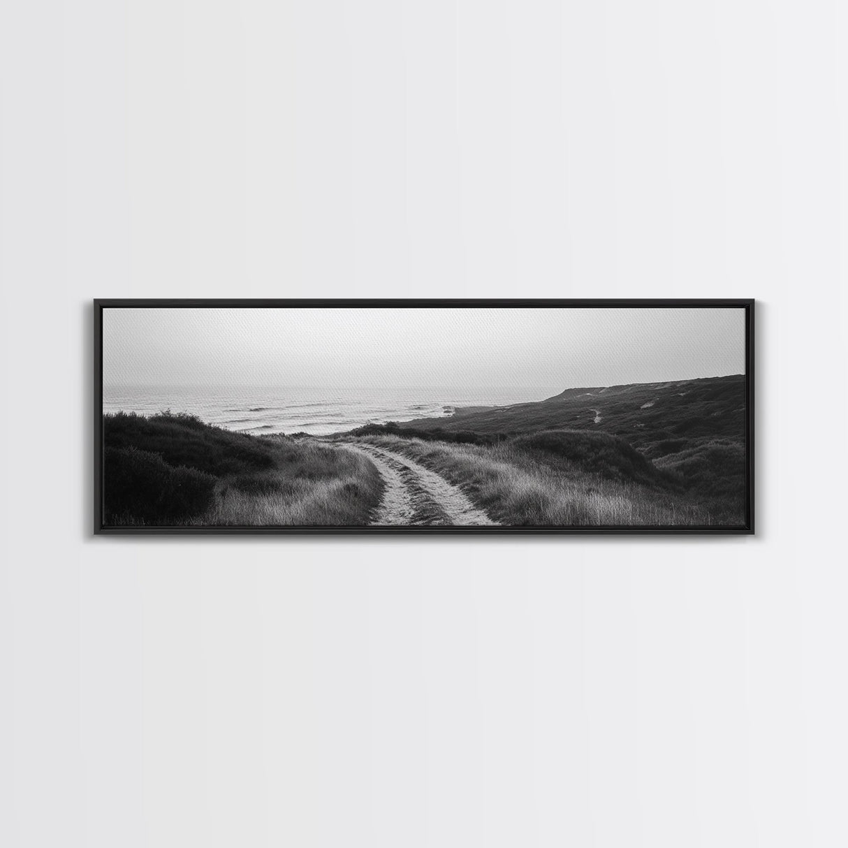 Coastal Path, Ocean Trail, Nature Journey, Canvas Print, Rustic Landscape Art, Entryway Wall Decor, Seaside Minimalist Photo