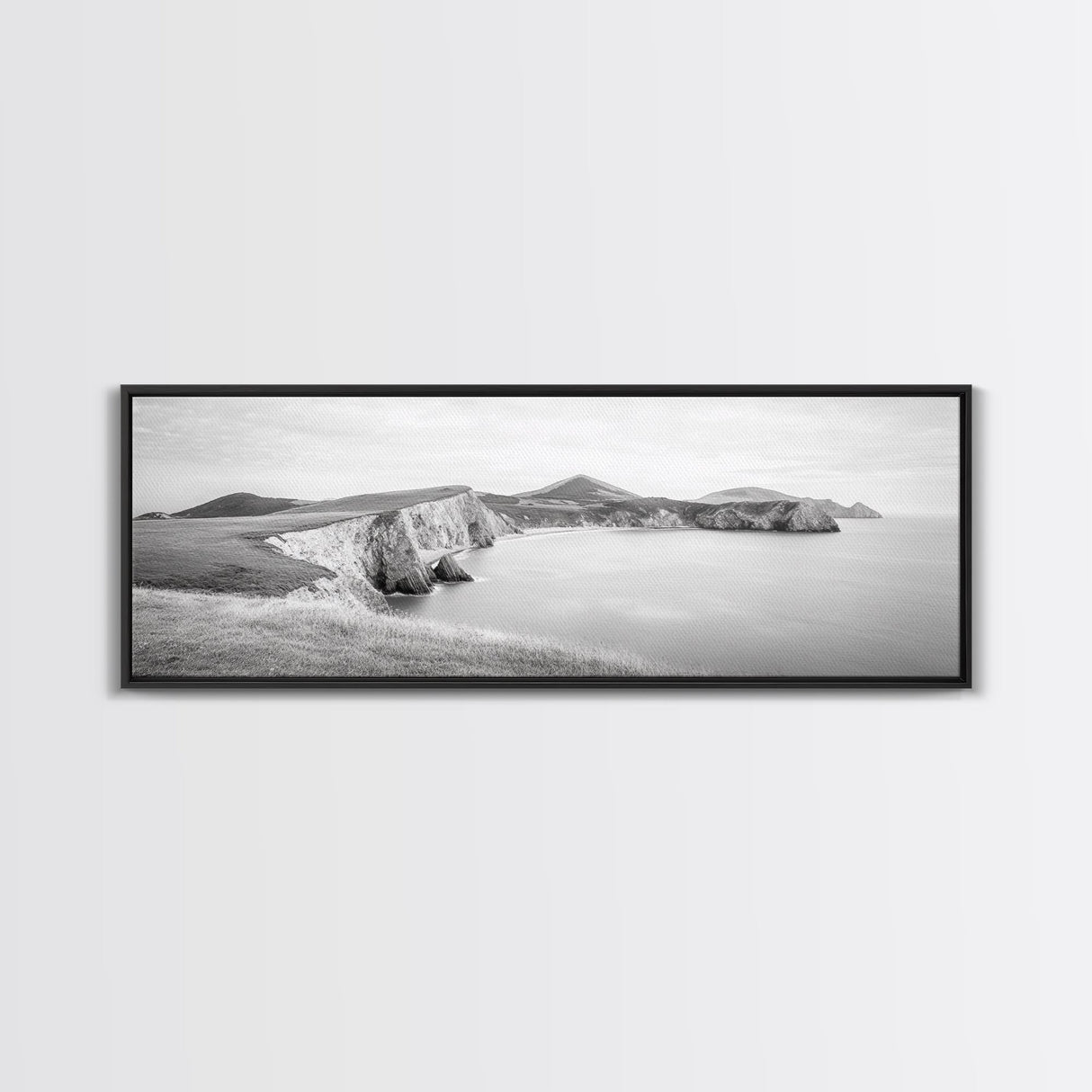 Cliff Coast, Rolling Hills, Seaside Bluffs, Canvas Print, dreamy landscape photography, light neutral living room art, tranquil office decor