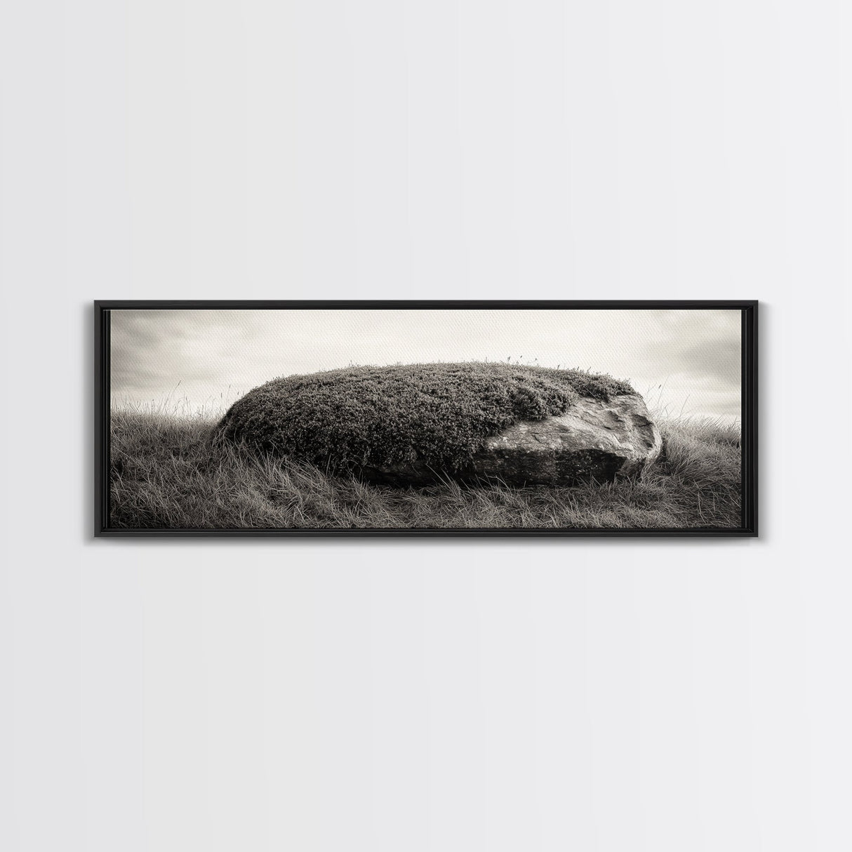 Heather Rock, Grassy Field, Natural Simplicity, Earthy Tones, Canvas Print, Rustic Home Decor, Minimalist Nature Wall Art, Fall Inspired Art