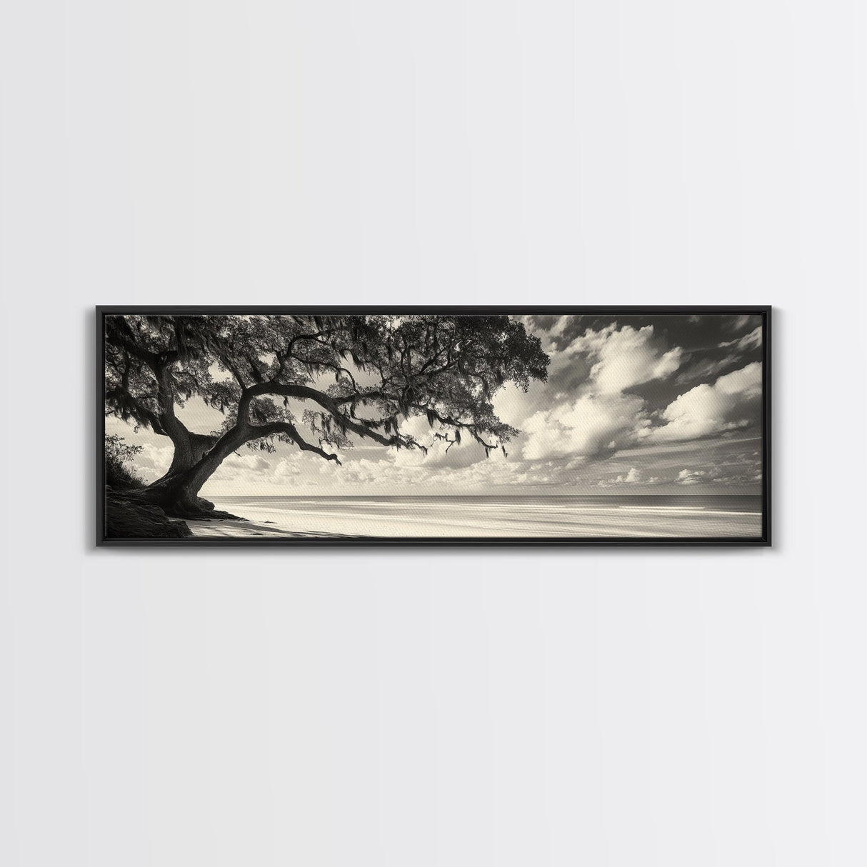 Southern Oak, Coastal Tree, Beachfront Tranquility, Serene Landscape, Canvas Print, Neutral Living Room Art, Boho Nature Decor, Beach Wall Art