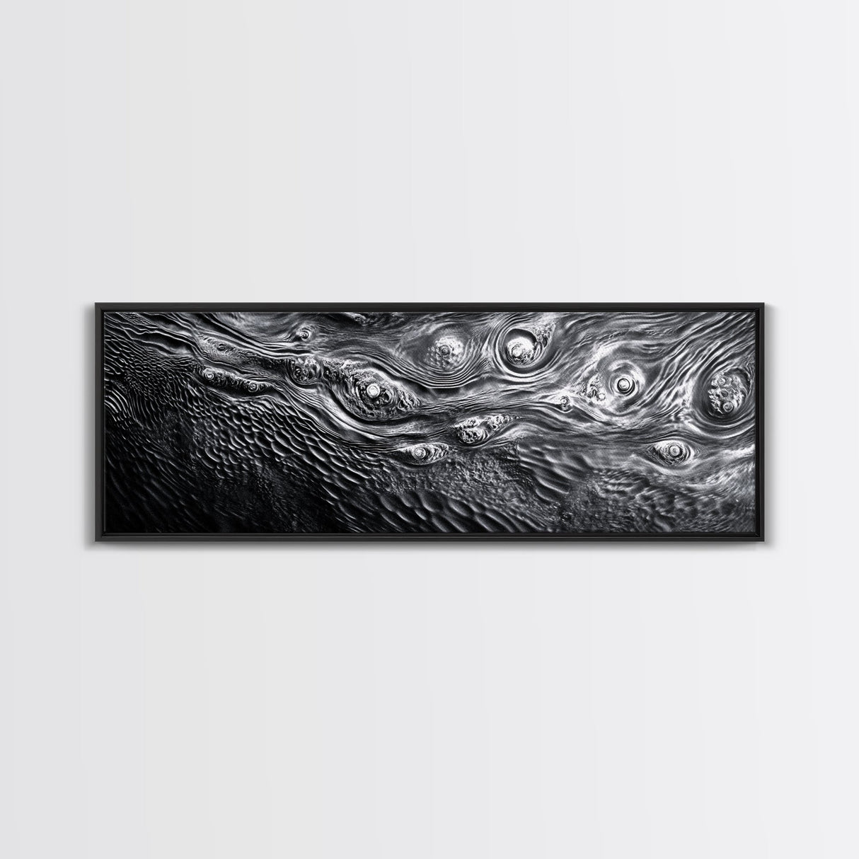 Liquid Texture Waves, Abstract Water Photography, Monochrome Art, Framed Canvas Print, Modern Living Room Wall Art, Nature-Inspired Decor