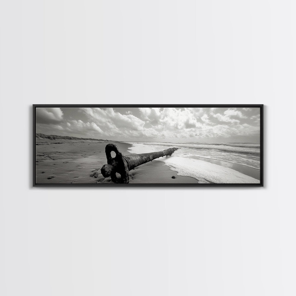 Rusted Anchor Pipe, Coastal Beach Art, Ocean Photography, Framed Canvas Print, Nautical Wall Art, Bedroom or Bathroom Decor