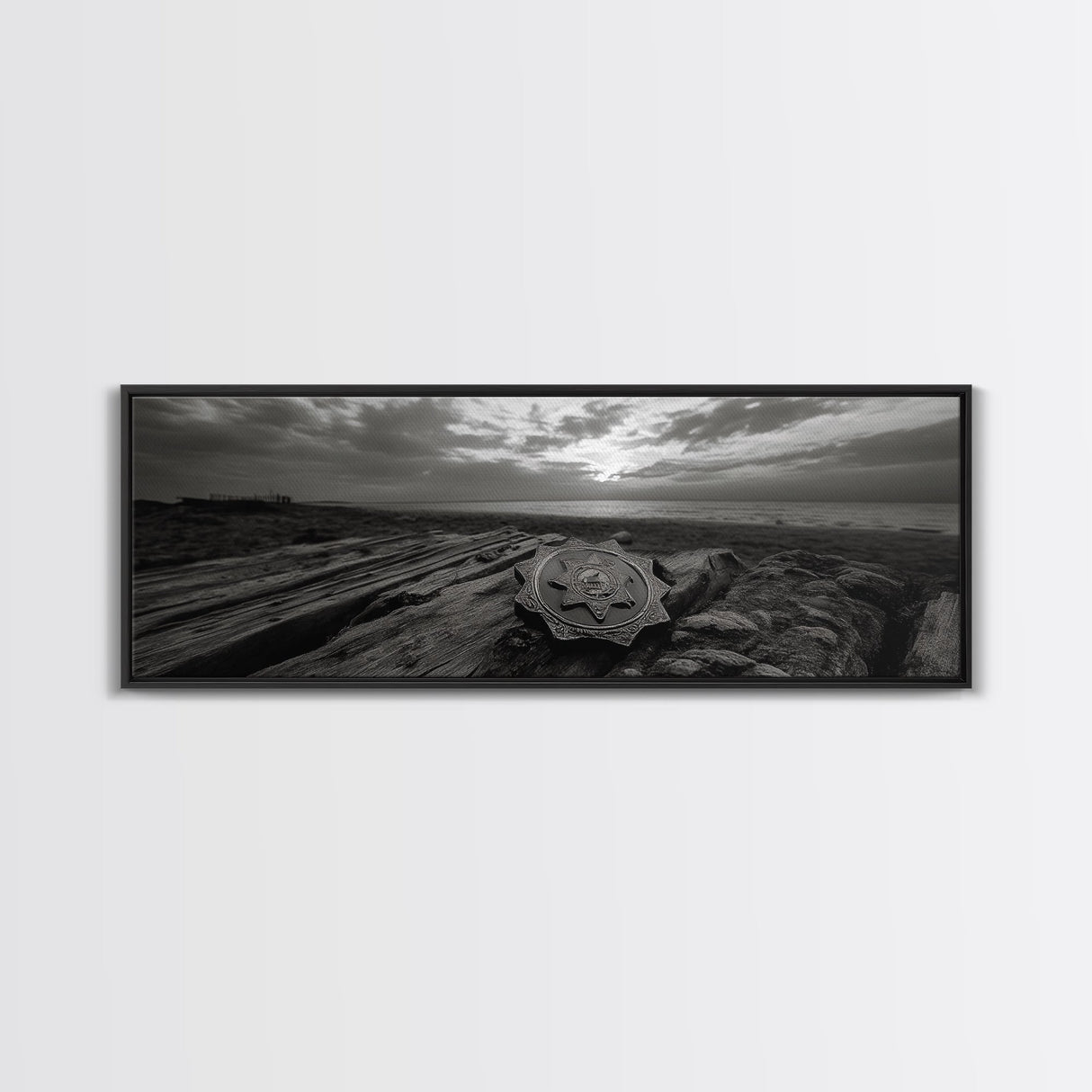 Lone Badge Sunset, Western Coastal Scene, Canvas Print, Rustic Wall Decor, Moody Landscape Art, Fall Living Room Wall Art