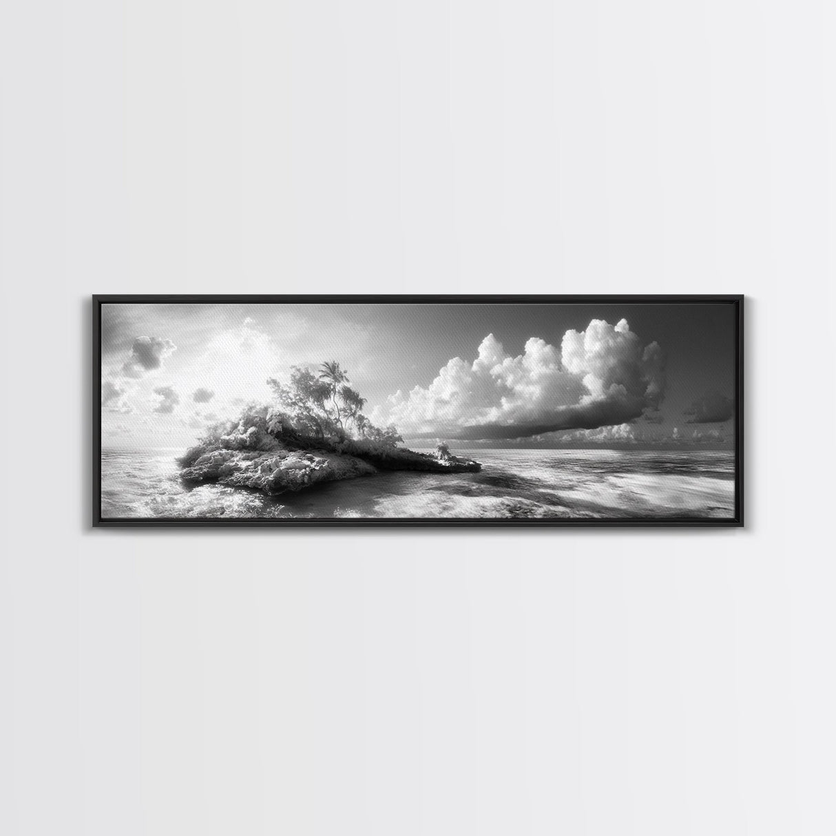 Tropical Island, Ocean Clouds, Stormy Sky, Canvas Print, Surreal Nature Wall Art, Coastal Home Decor, Dreamy Beach Scene Photography
