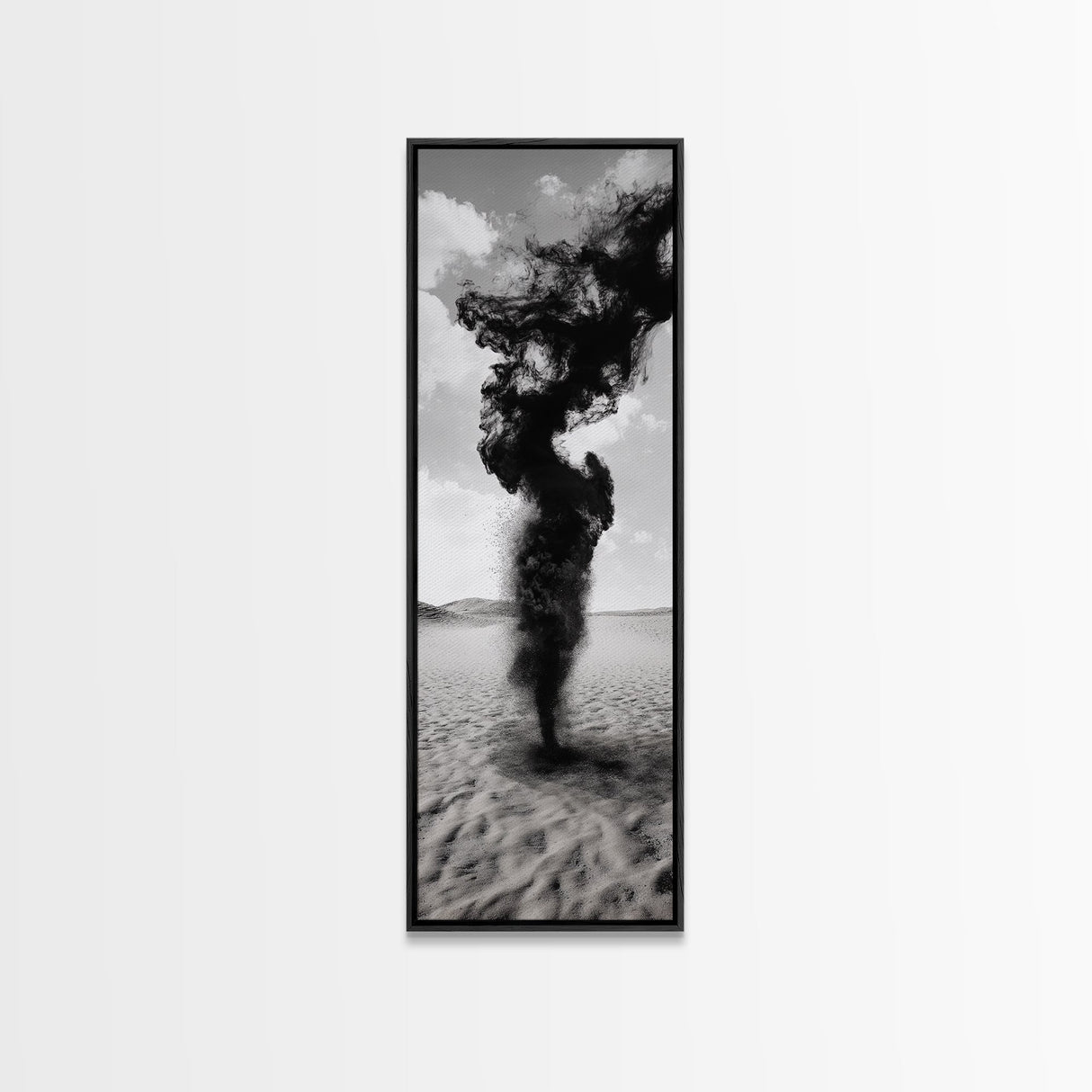 Smoke Storm, Desert Vortex, Abstract Motion, Surreal Art, Framed Canvas Print, Black and White Wall Art, Modern Office Decor, Dark Aesthetic