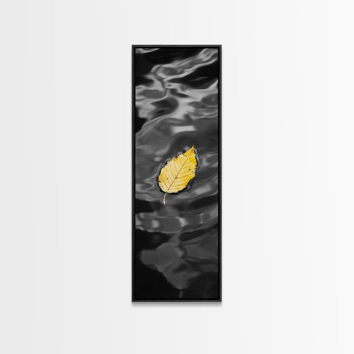 Yellow Leaf, Floating Leaf, Autumn Water Art, Nature Minimalism, Canvas Print, Zen Decor, Bathroom Wall Art, Fall Inspired Artwork