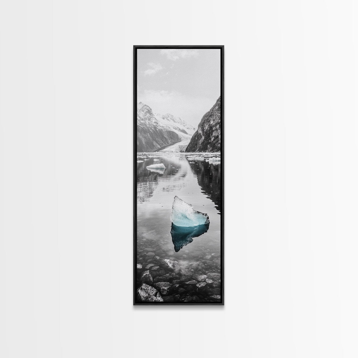 Iceberg, Glacier Reflection, Arctic Landscape, Serene Water, Framed Canvas Print, Minimalist Wall Art, Bathroom or Bedroom Photography