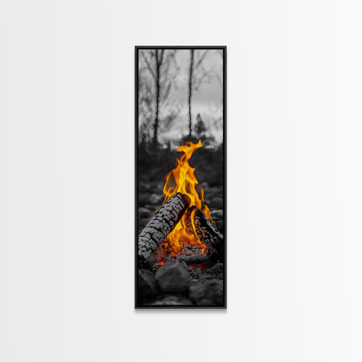 Ember Glow, Campfire Evening, Rustic Firelight, Canvas Print, Autumn Wall Art, Nature Photography, Minimalist Adventure Decor