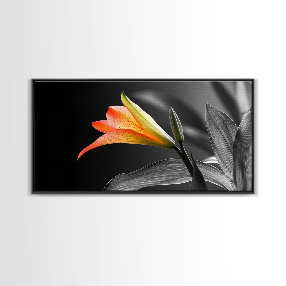 Orange Lily, Botanical Closeup, Modern Floral, Elegant Nature, Framed Canvas Print, Minimalist Wall Art, Kitchen Decor, Botanical Photography