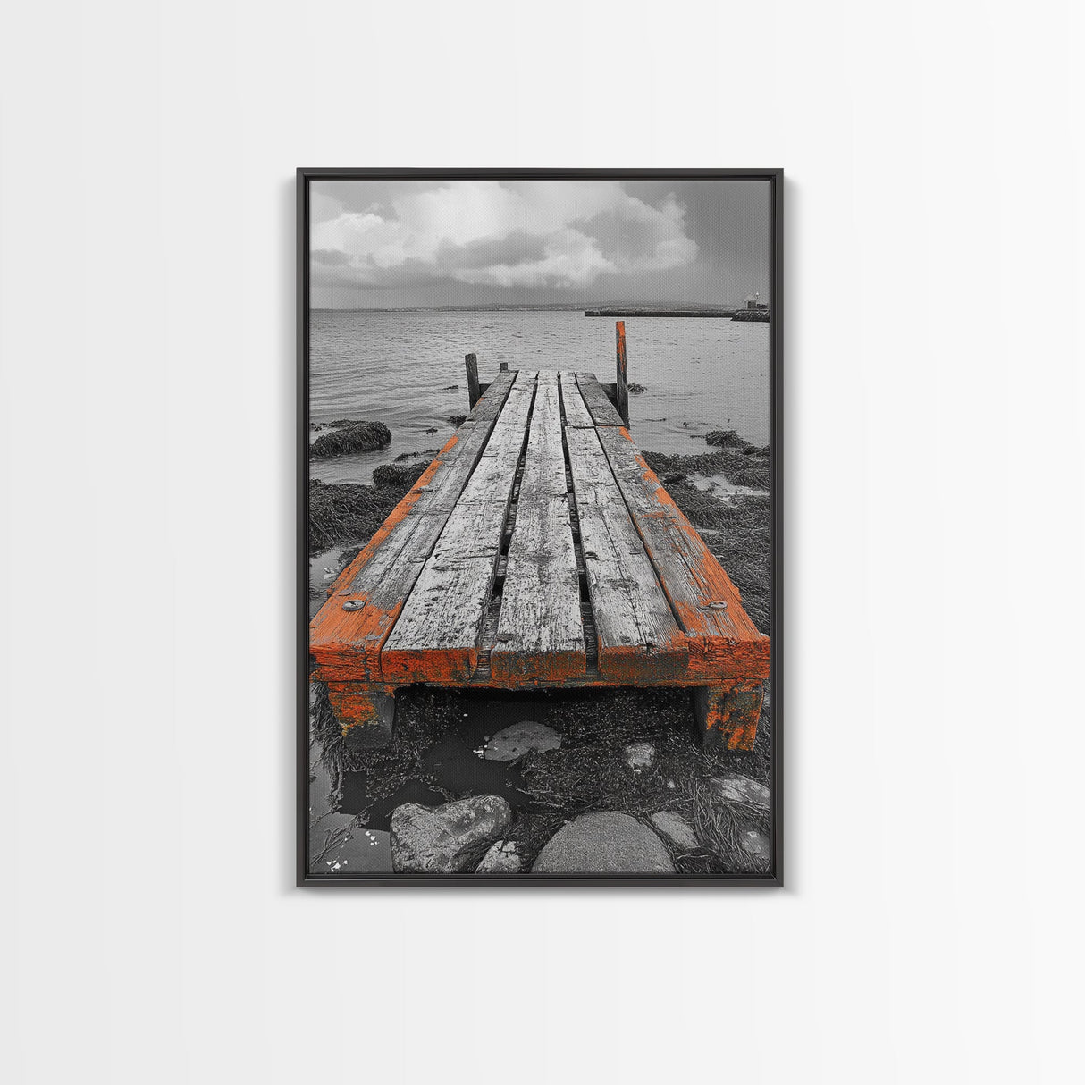 Rustic Dock, Seaside Escape, Coastal Pier, Nautical Wood, Canvas Print, Lake House Decor, Farmhouse Style, Living Room Wall Art