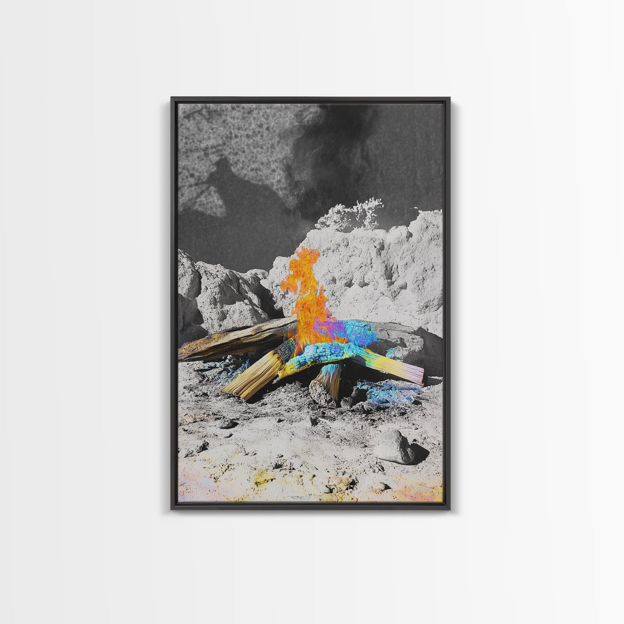 Psychedelic Fire, Abstract Flame, Desert Art, Canvas Print, Surreal Wall Decor, Boho Style, Dorm Wall Art, Trippy Nature Art