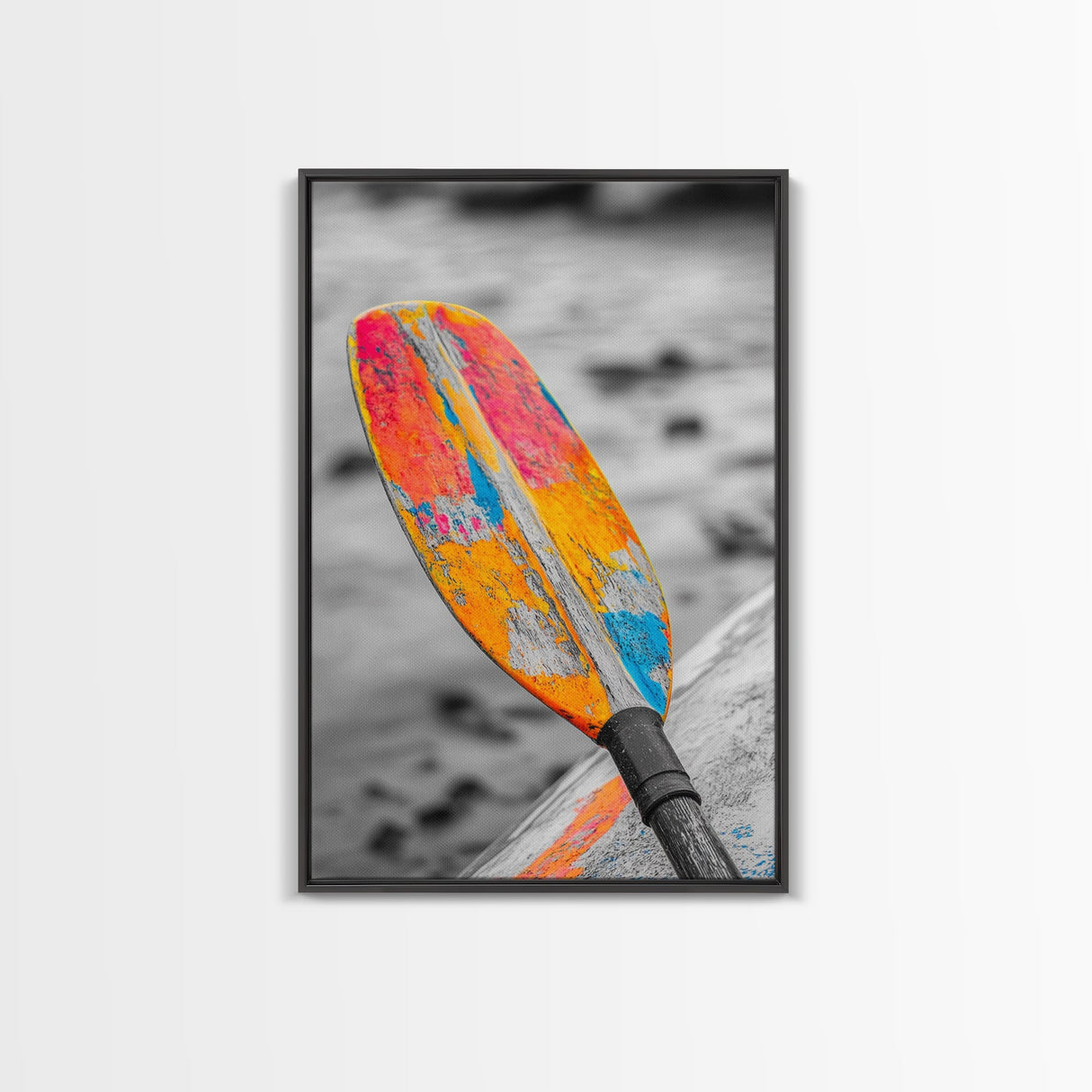 Colorful Oar Paddle, Beach House Decor, Boho Kayak Wall Art, Canvas Print, Vibrant Coastal Photography, Nautical Bathroom Art