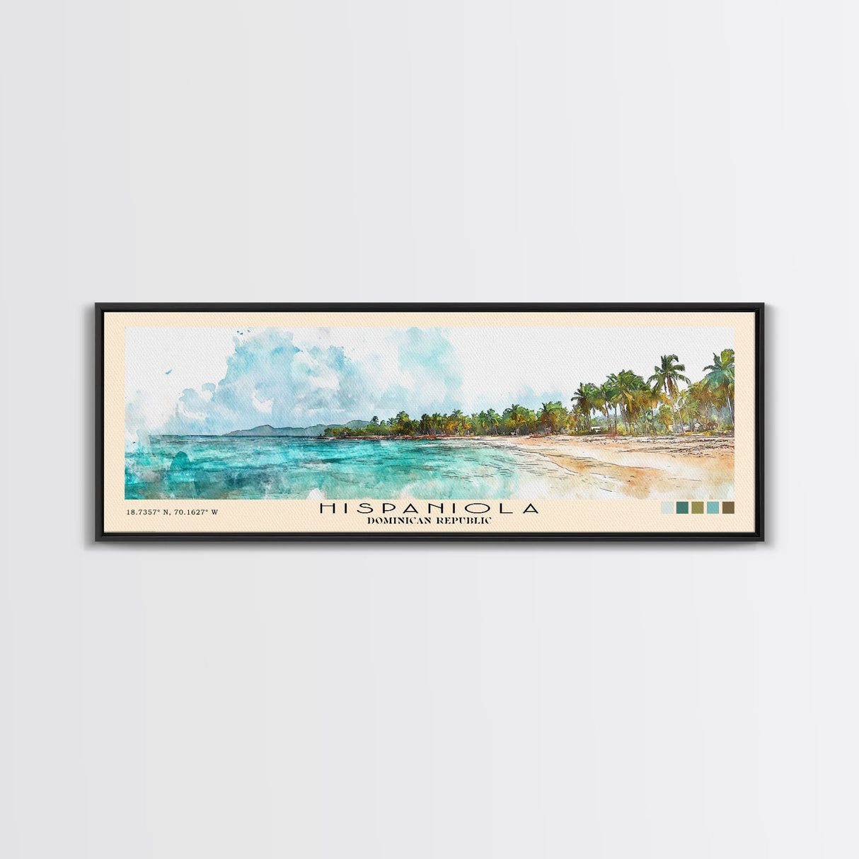 Hispaniola, Dominican Republic Watercolor Beach Print, Vacation Gift, Dominican Republic Wall Art, Beach Painting, Beach Decor, Beach Painting