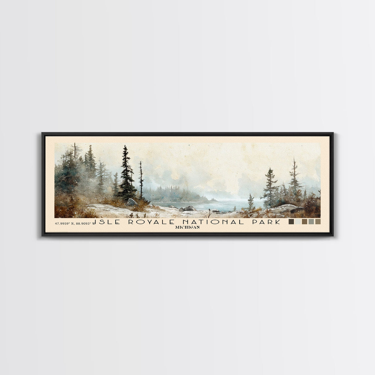 Isle Royale National Park, Michigan Watercolor Print, Vacation Gift, Michigan Wall Art, Beach Painting, Beach Decor, Large Wall Art, Wood Frame Art