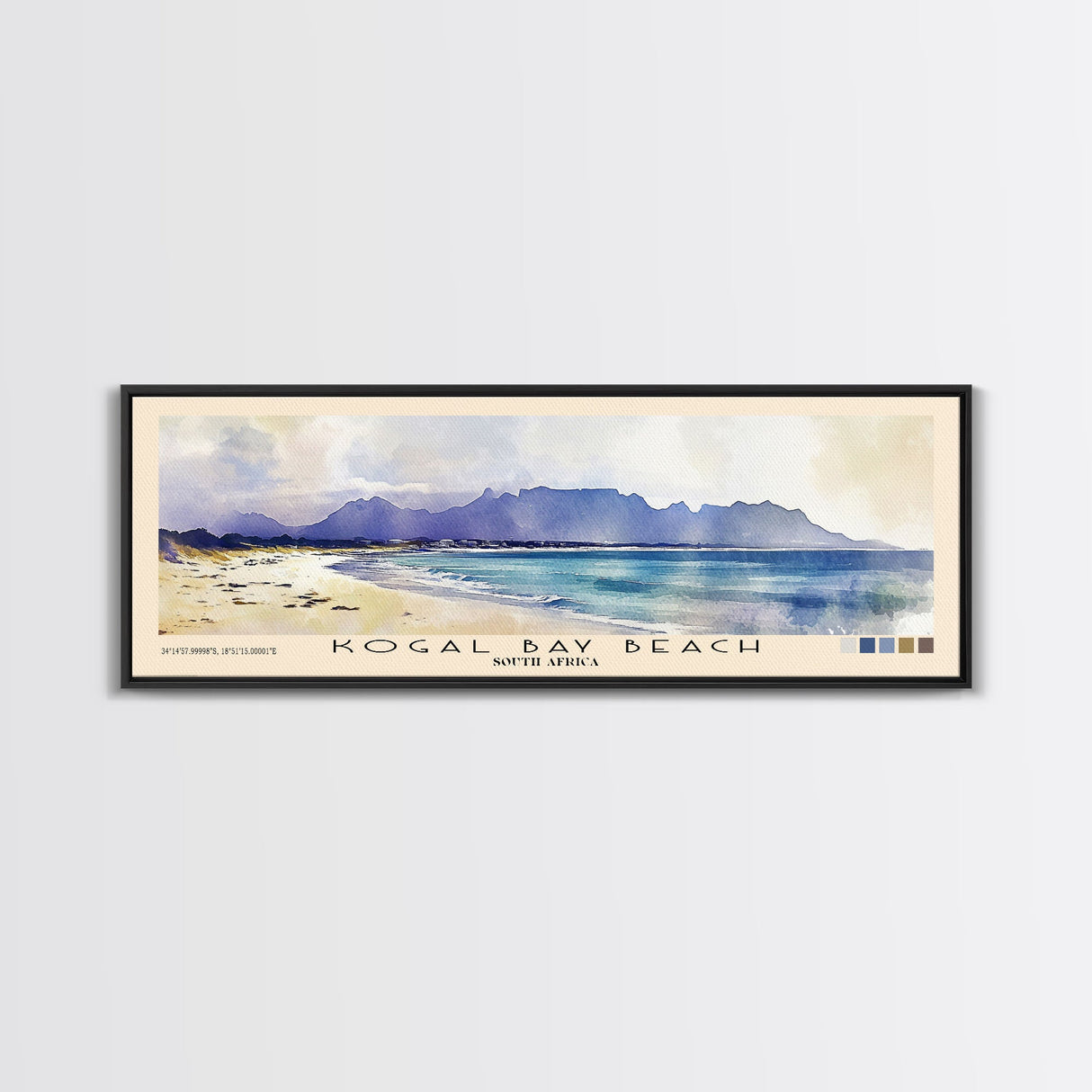 Kogal Bay Beach, South Africa Watercolor Print, Vacation Gift, South Africa Wall Art, Beach Painting, Beach Decor, Large Wall Art, Wood Frame Art