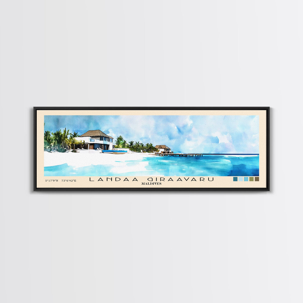 Landaa Giraavaru, Maldives Watercolor Beach Print, Vacation Gift, Maldives Wall Art, Beach Painting, Beach Decor, Beach Painting