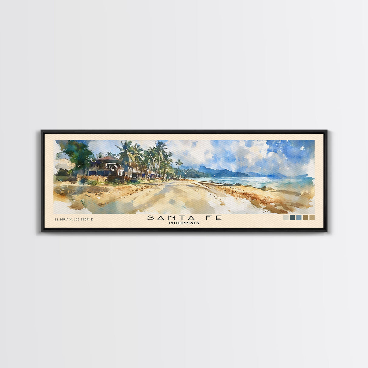 Santa Fe, Philippines Watercolor Beach Print, Vacation Gift, Philippines Wall Art, Beach Painting, Beach Decor, Beach Painting