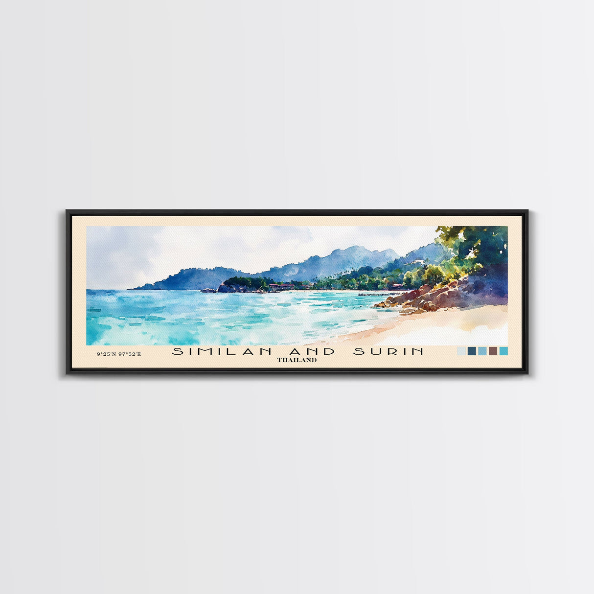 Similan and Surin, Thailand Watercolor Beach Print, Vacation Gift, Thailand Wall Art, Beach Painting, Beach Decor, Beach Painting