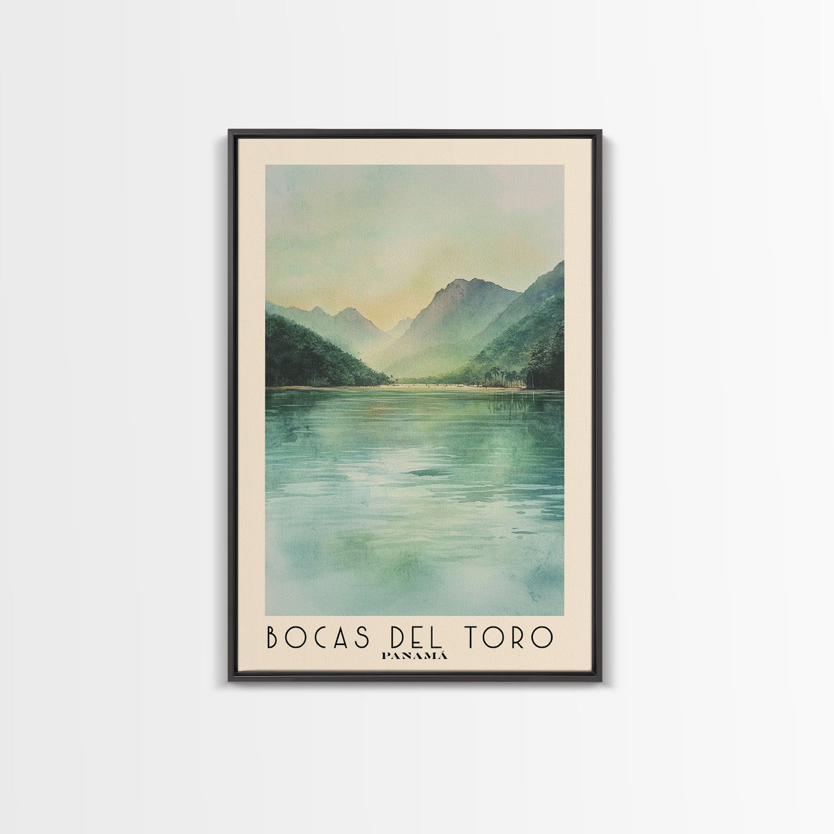 Bocas del Toro , Panamá Watercolor Beach Print, Vacation Gift, Panamá Wall Art, Framed Canvas Print, Framed Beach Painting