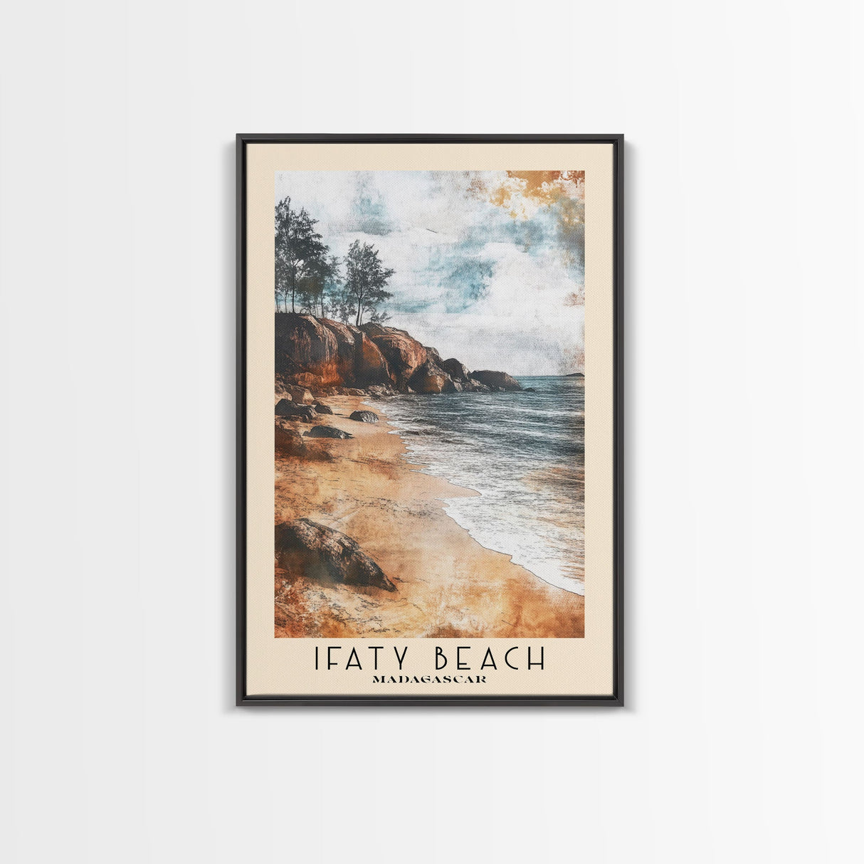 Ifaty Beach, Madagascar Watercolor Print, Vacation Gift, Madagascar Wall Art, Beach Painting, Beach Decor, Large Wall Art, Wood Frame Art