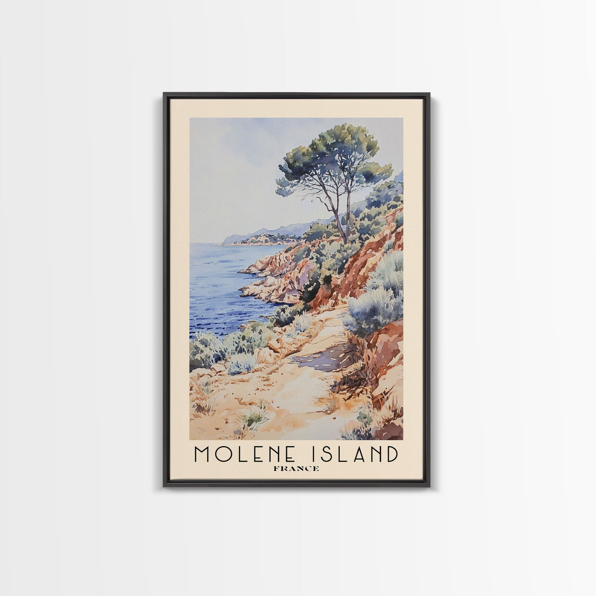 Molene Island, France Watercolor Print, Vacation Gift, France Wall Art, Beach Painting, Beach Decor, Large Wall Art, Wood Frame Art
