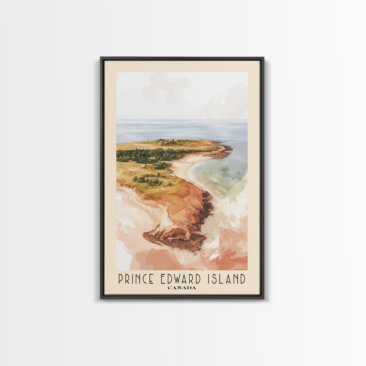 Prince Edward Island, Canada Watercolor Print, Vacation Gift, Canada Wall Art, Beach Painting, Beach Decor, Large Wall Art, Wood Frame Art