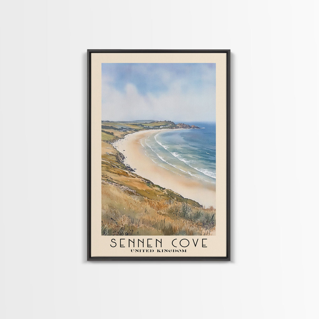 Sennen Cove, United Kingdom Watercolor Beach Print, Vacation Gift, United Kingdom Wall Art, Beach Painting, Beach Decor, Beach Painting