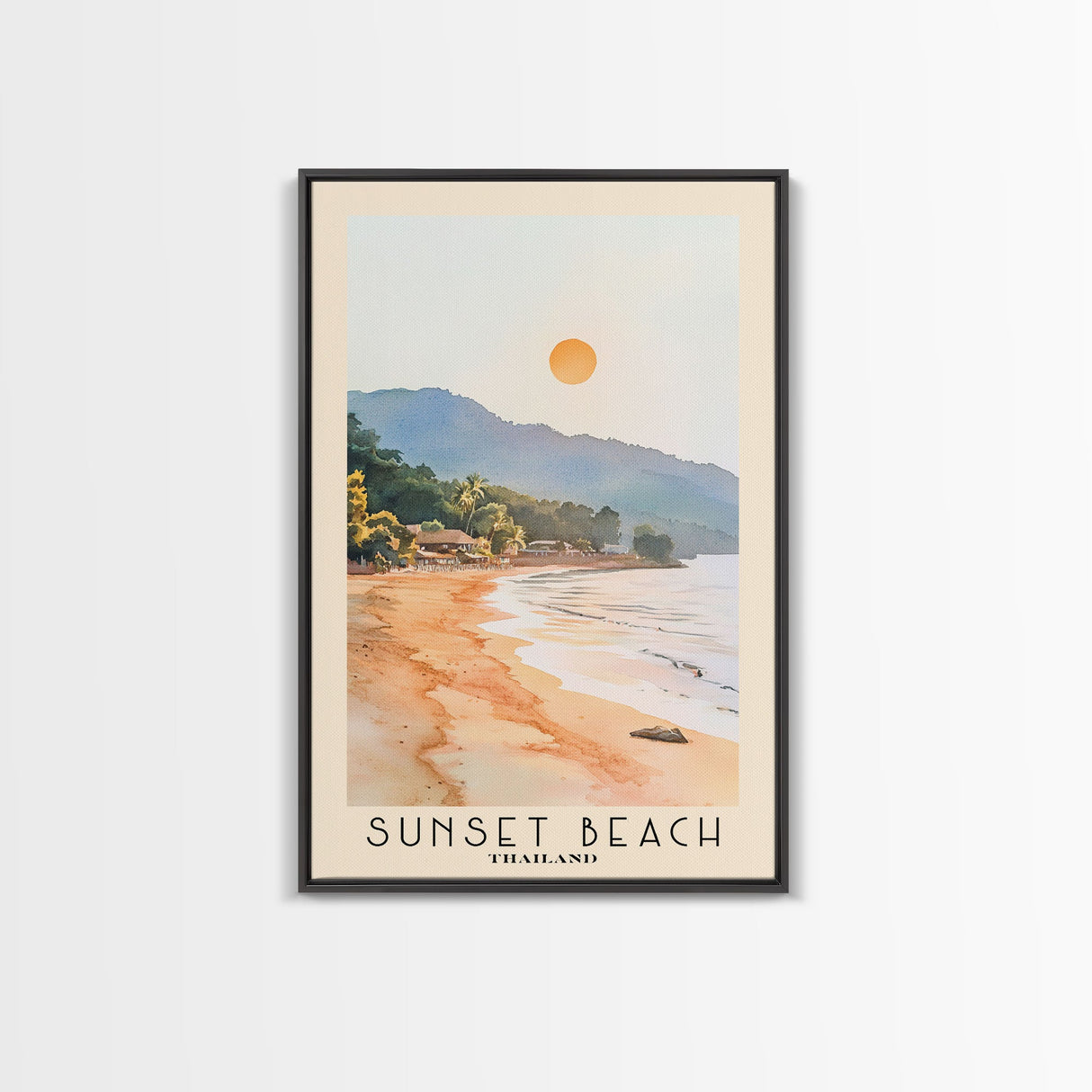 Sunset Beach, Thailand Watercolor Beach Print, Vacation Gift, Thailand Wall Art, Beach Painting, Beach Decor, Beach Painting