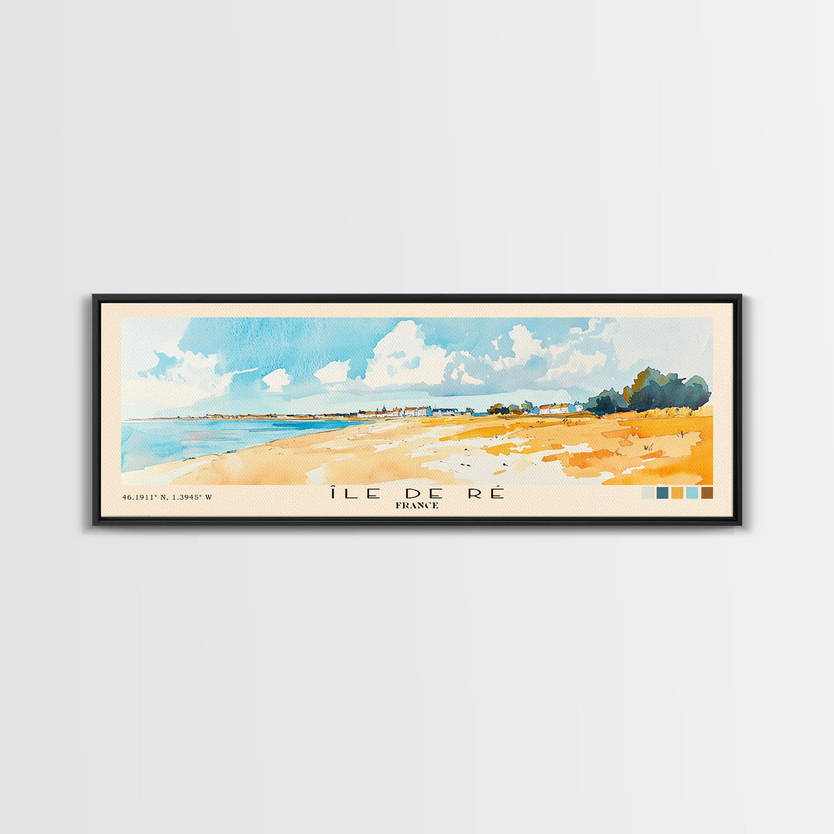 Île de Ré, France Watercolor Beach Print, Vacation Gift, France Wall Art, Beach Painting, Beach Decor, Beach Painting